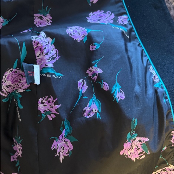 Via Spiga Black and Purple Floral Coat - Picture 9 of 10